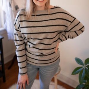 Wide Shoulder Striped Long Sleeve